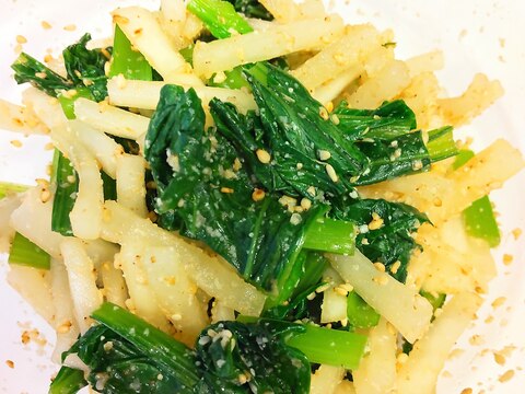 【レンジ調理】大根と小松菜のごま和え【副菜】